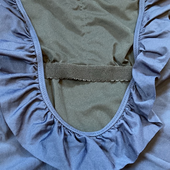 J CREW 10 Navy Blue Scoop Back Ruffled Strap One-Piece Bathing Suit Swimsuit - Picture 5 of 8